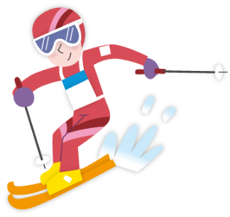 イラスト、スキー選手